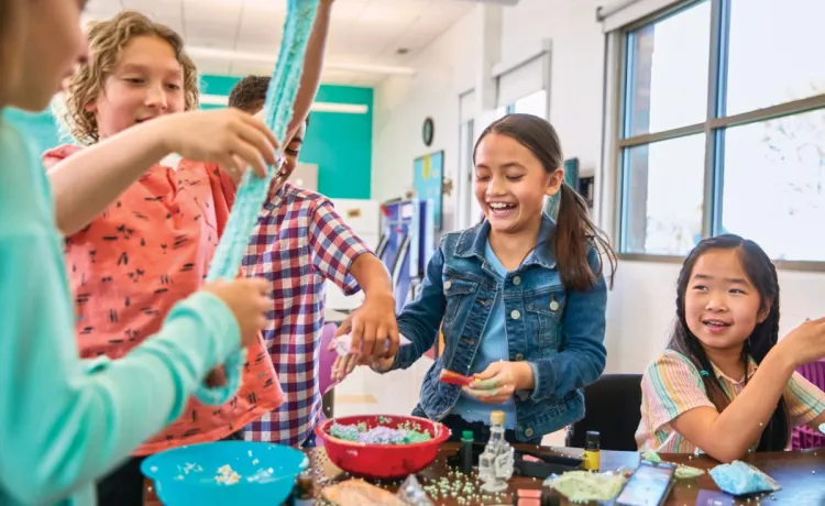 Children working on an activity together