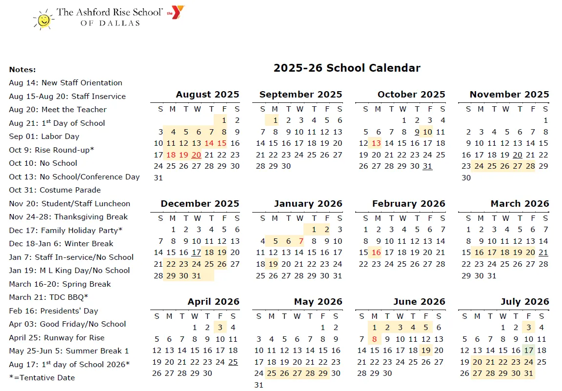 Rise Calendar 2025-2026
