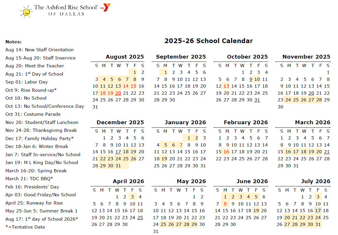 Rise Calendar 2025-2026