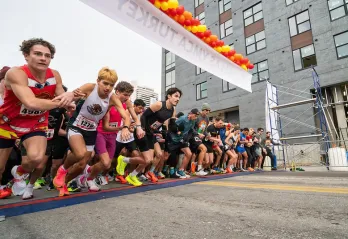 People getting ready to start the Turkey Trot