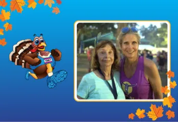 Turkey Trot template with photo of Christy with her mom