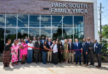 Ribbon cutting at park south family ymca