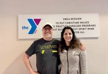 A photo of Chris with Plano Livestrong Coach Priyanka Sharma