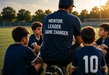 soccer coach with kids