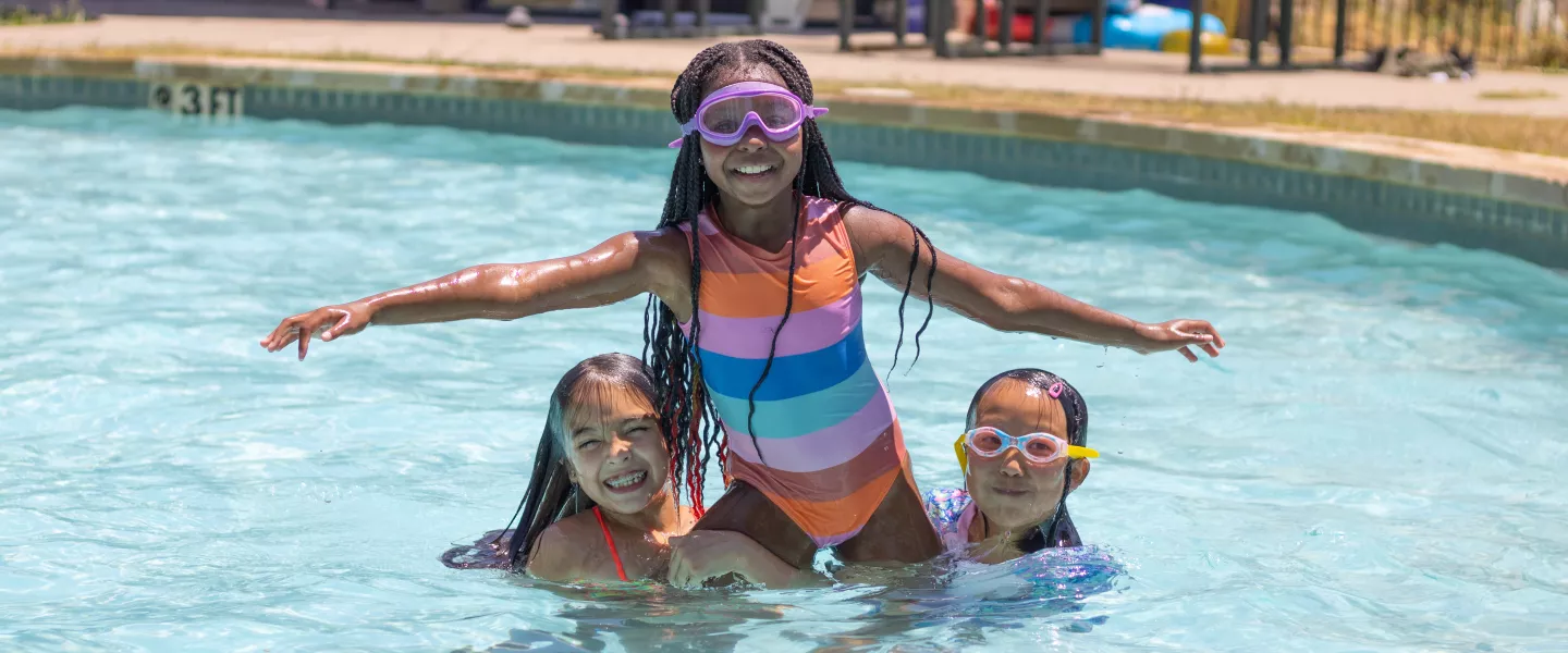 Campers in the pool