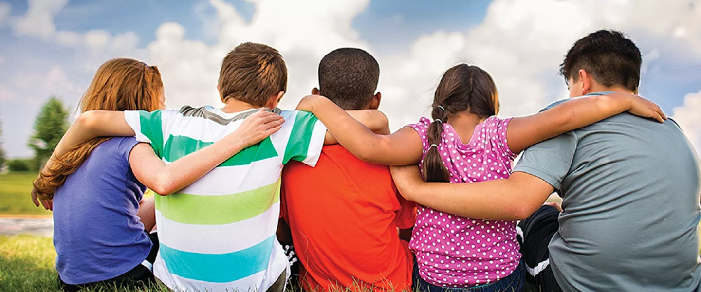 Kids hugging