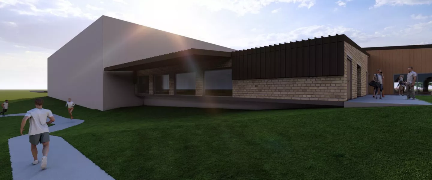 Side/Back view including the new walking path