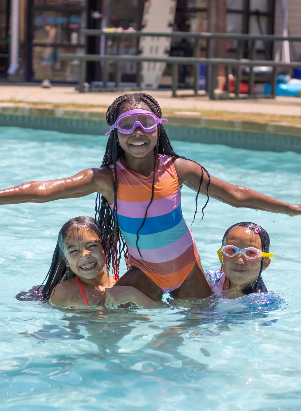 Campers in the pool