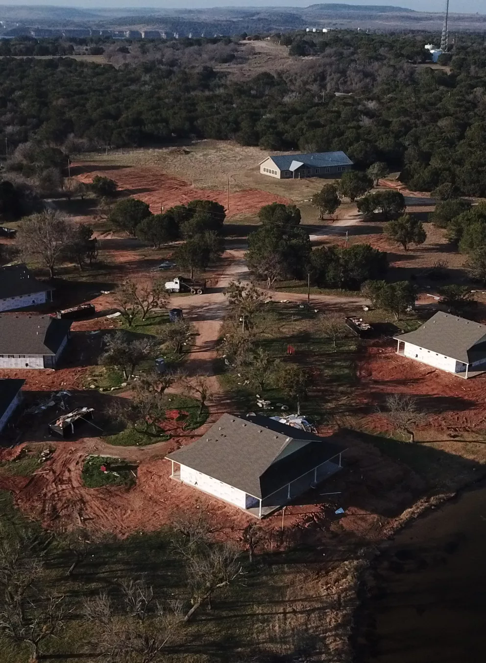 Aerial view of renovated Ray bean cabins