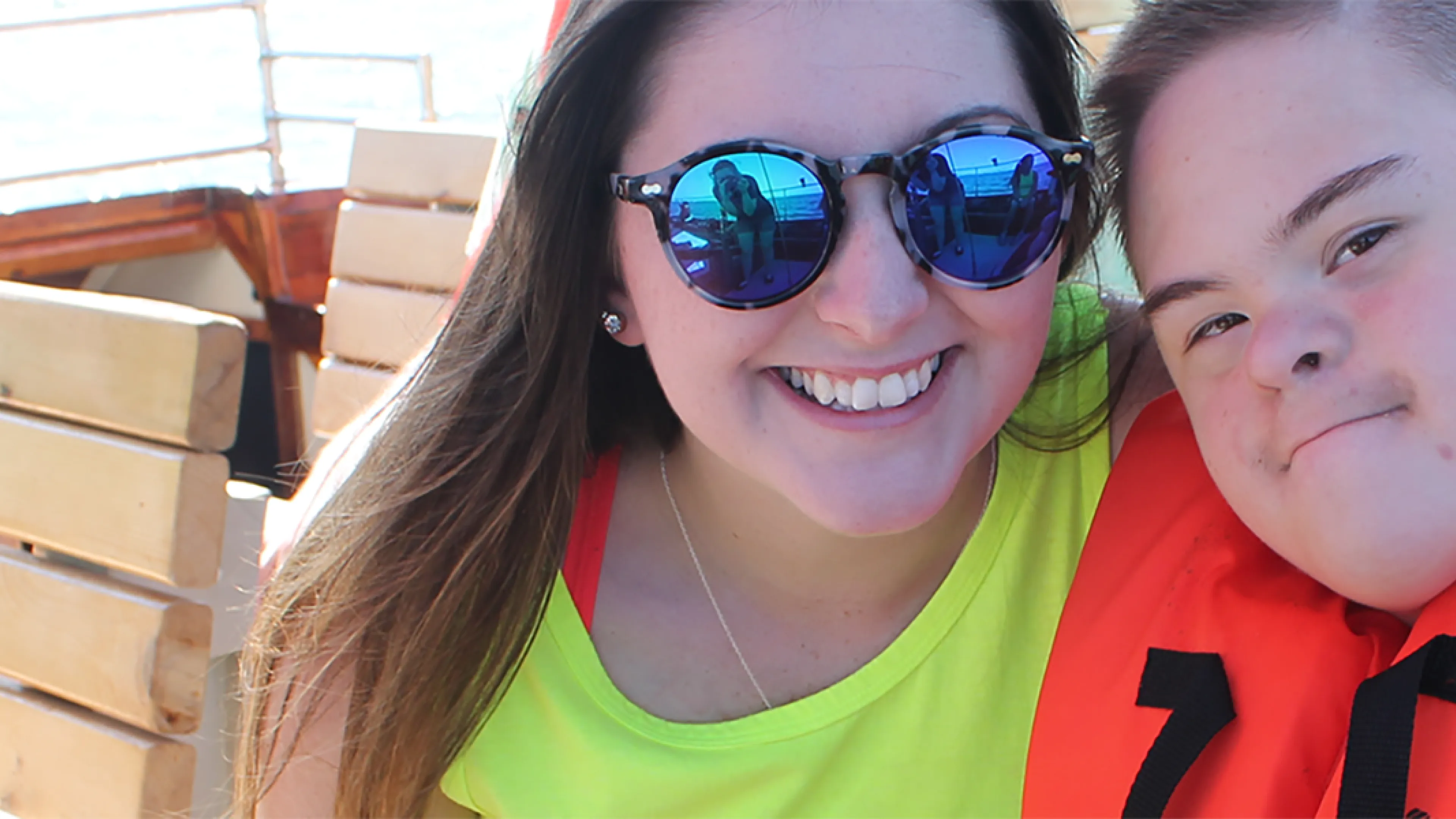 Camper and Counselor on a boat