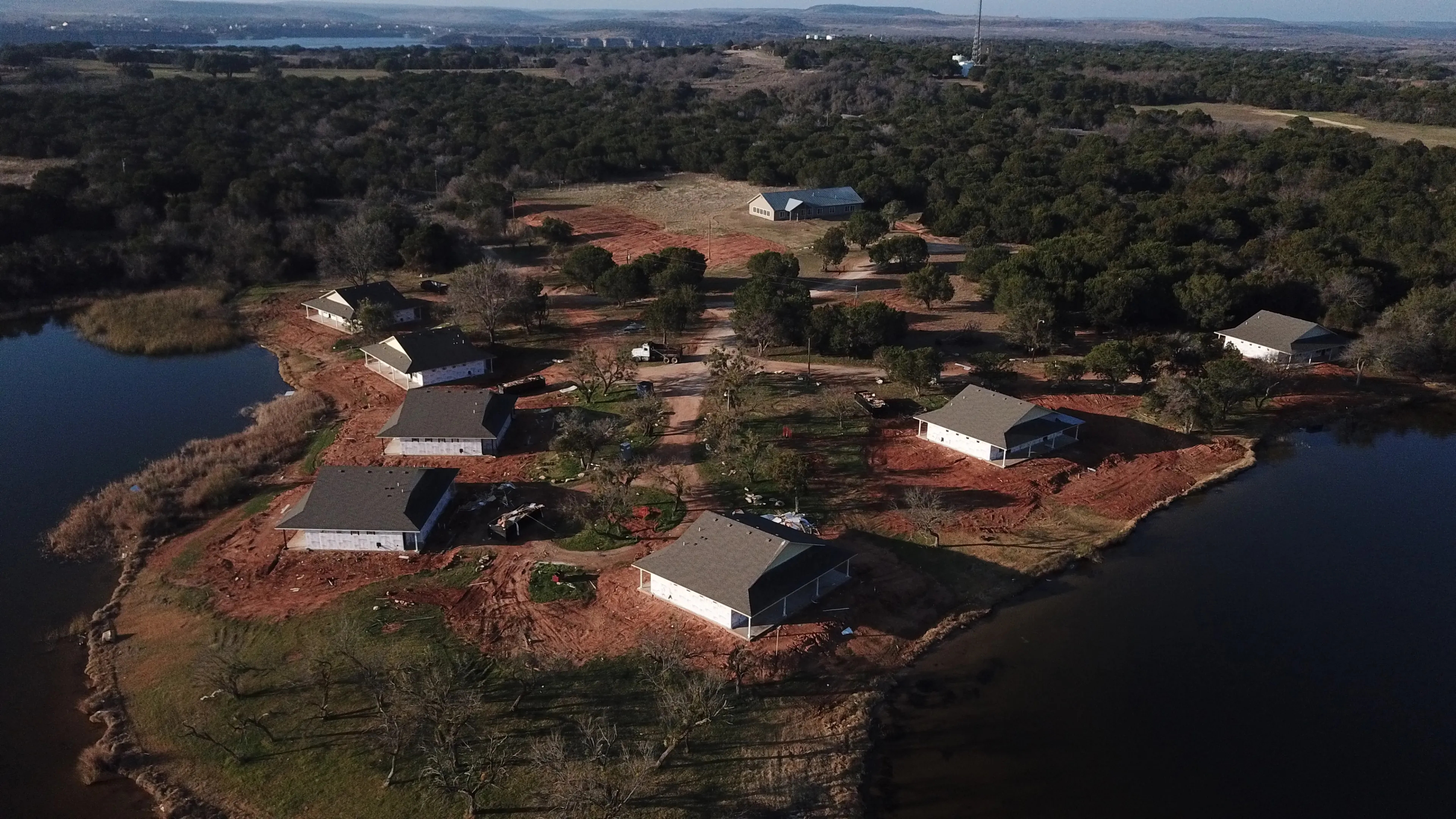 Aerial view of renovated Ray bean cabins