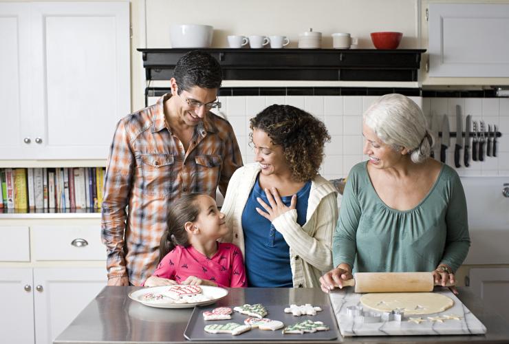 A family making cookies