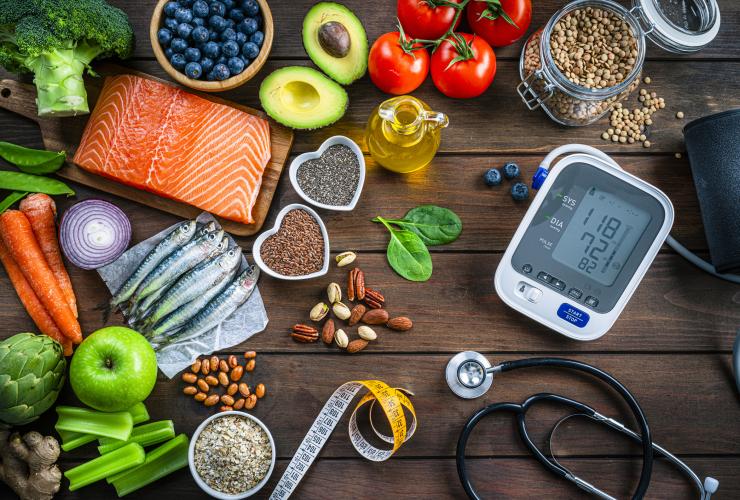 Healthy food and blood pressure monitor