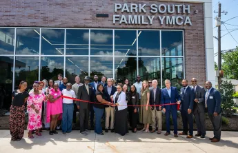 Ribbon cutting at park south family ymca