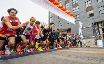 People getting ready to start the Turkey Trot