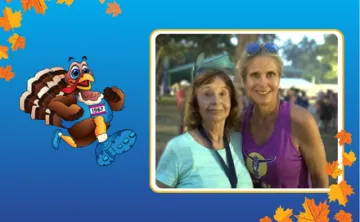 Turkey Trot template with photo of Christy with her mom