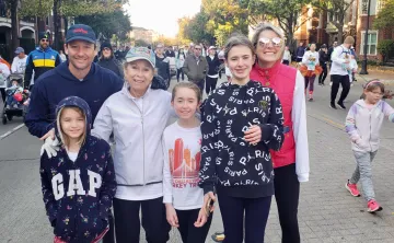 Photo of Jane, her family, and mother at Turkey Trot